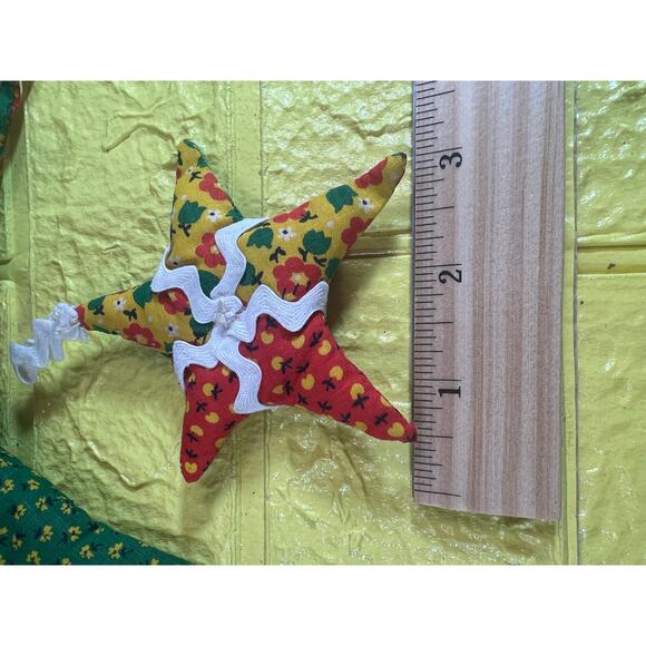 Vintage Christmas Hand Sewn Cloth Fabric Stuffed Star Ornaments Tree Set 11 - Picture 11 of 16